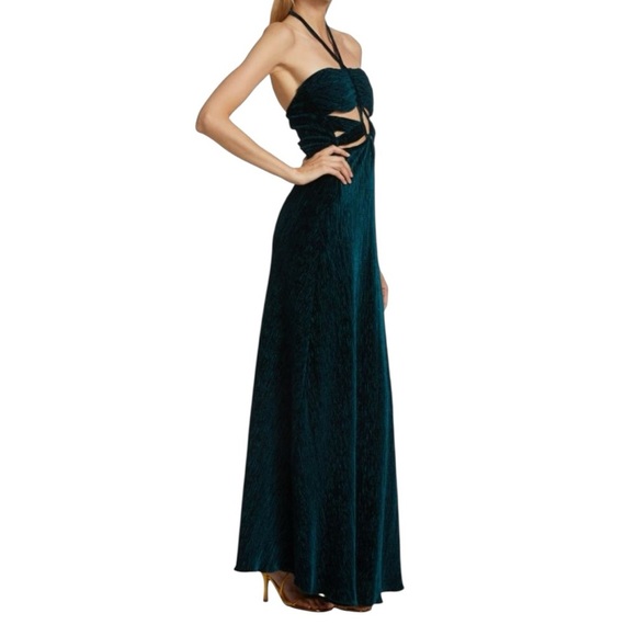 PATBO - NWT Textured Velvet Lace-Up Cut Out Maxi Dress Sz 4 - Picture 3 of 13